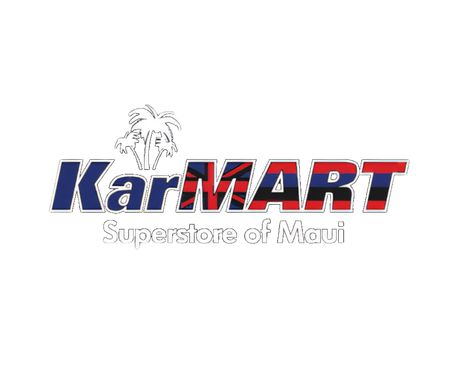 KM1 Logo with the text "KarMART Superstore of Maui" featuring a palm tree graphic above the letter "K," perfect for discovering Maui events and Oskie Rice Event Center news.